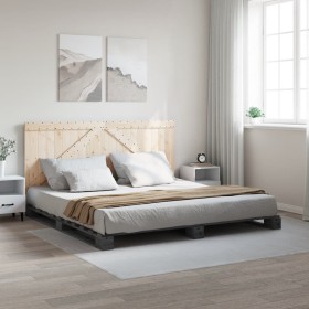Estructura de cama con cabecero madera de pino gris