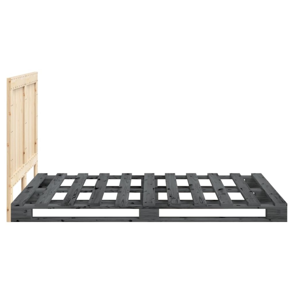 Estructura de cama con cabecero madera pino gris 140x200