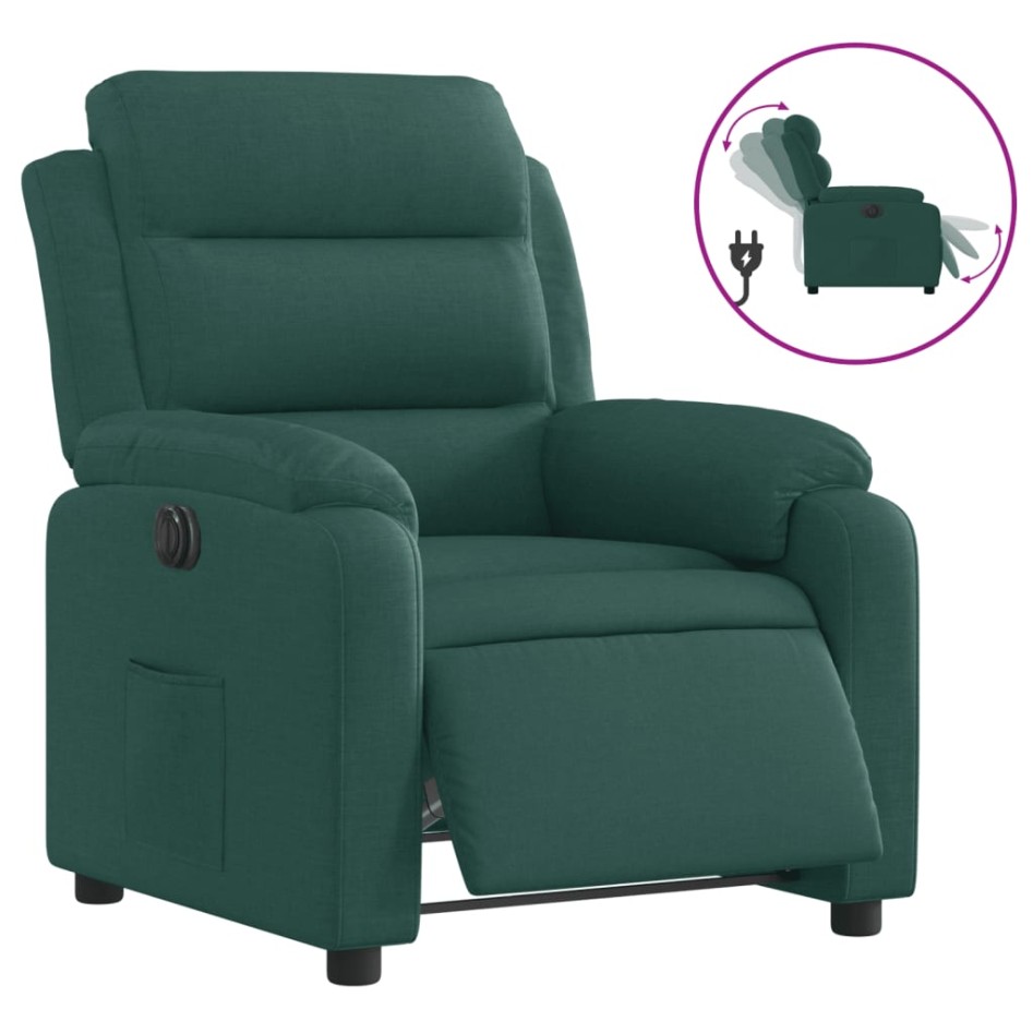 Sillón reclinable eléctrico tela verde