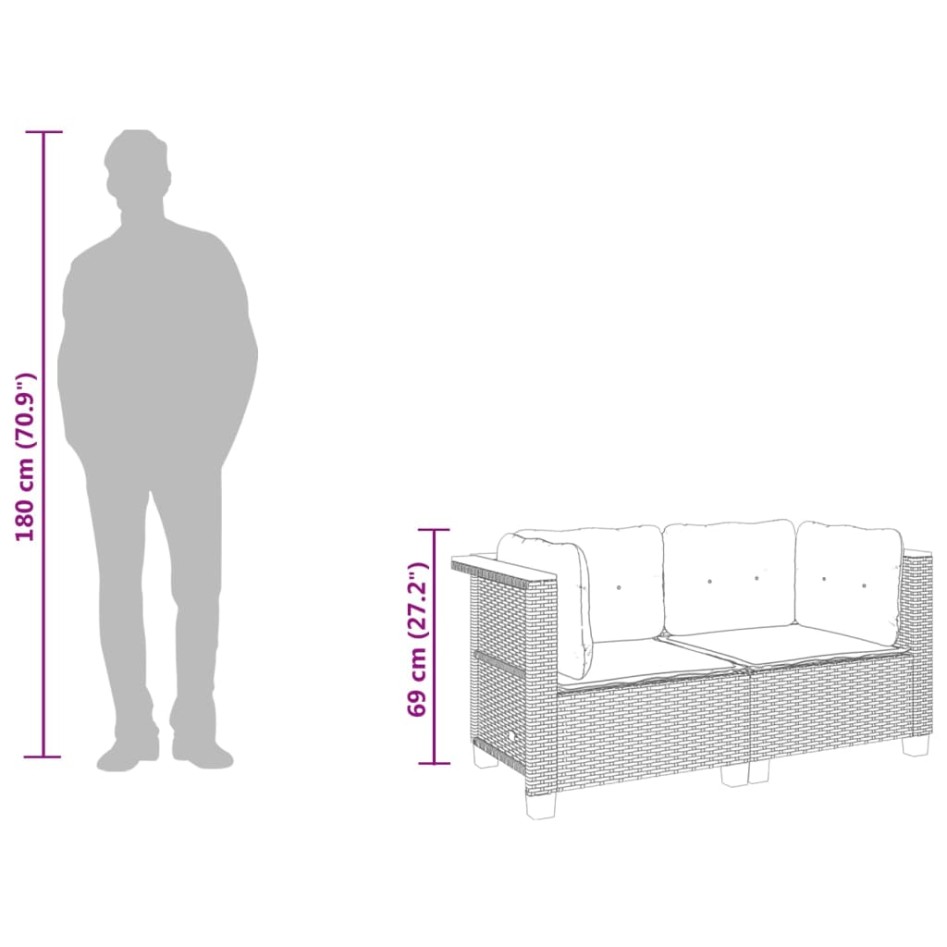 Sofás de esquina jardín con cojines 2 uds ratán sintético