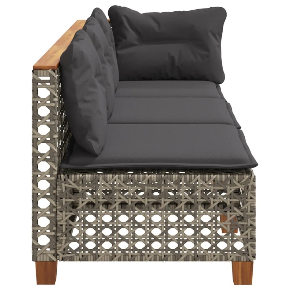 Sofá de jardín de 3 plazas con cojines ratán sintético