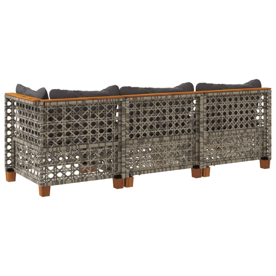 Sofá de jardín de 3 plazas con cojines ratán sintético