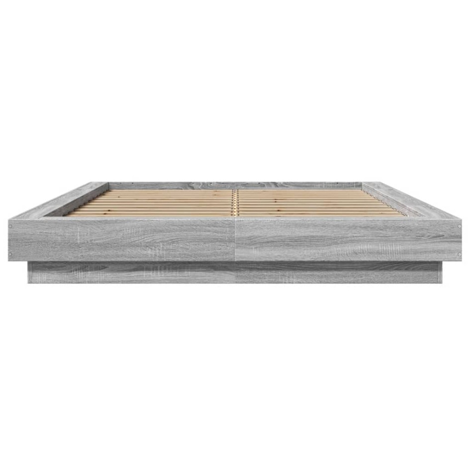 Estructura cama con luces LED madera gris Sonoma 140x190