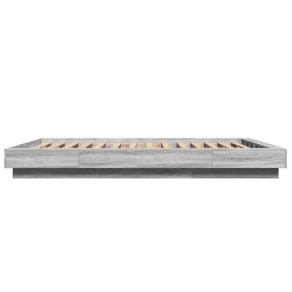 Estructura cama con luces LED madera gris Sonoma 140x190