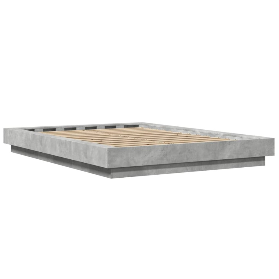 Estructura de cama madera de ingeniería gris hormigón