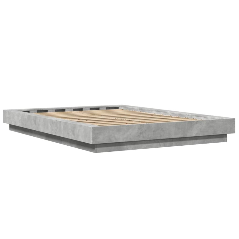 Estructura de cama madera de ingeniería gris hormigón