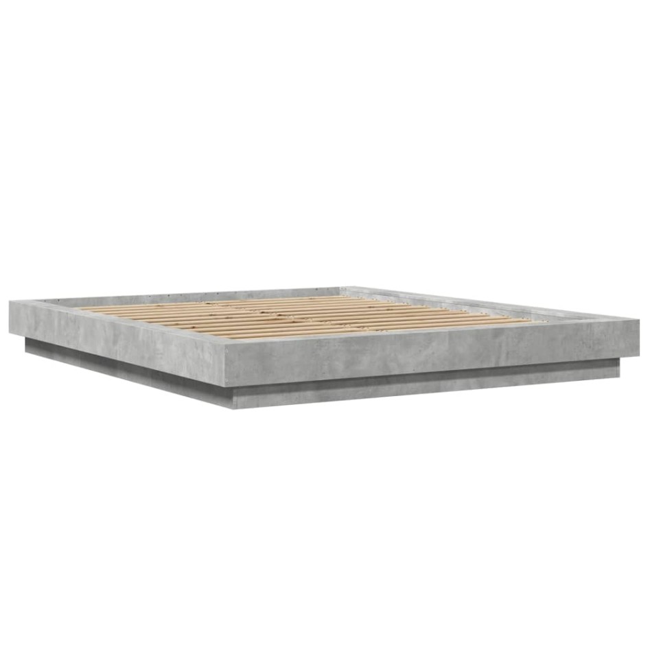 Estructura de cama madera de ingeniería gris hormigón