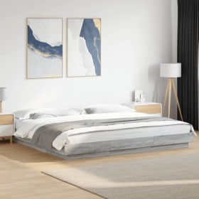 Estructura de cama madera de ingeniería gris Sonoma 180x200