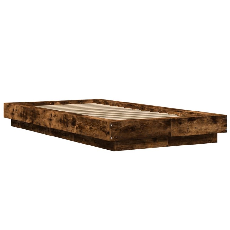 Estructura de cama madera de ingeniería roble humo 75x190