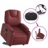 Sillón de masaje elevable eléctrico cuero artificial rojo