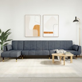 Sofá cama en forma de L terciopelo gris oscuro 275x140x70