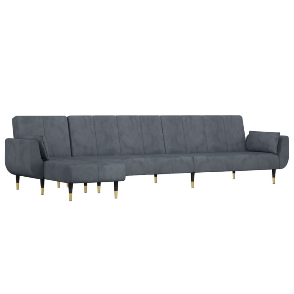 Sofá cama en forma de L terciopelo gris oscuro 275x140x70
