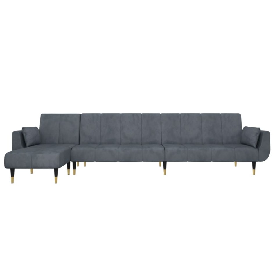 Sofá cama en forma de L terciopelo gris oscuro 275x140x70