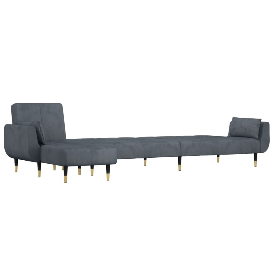 Sofá cama en forma de L terciopelo gris oscuro 275x140x70