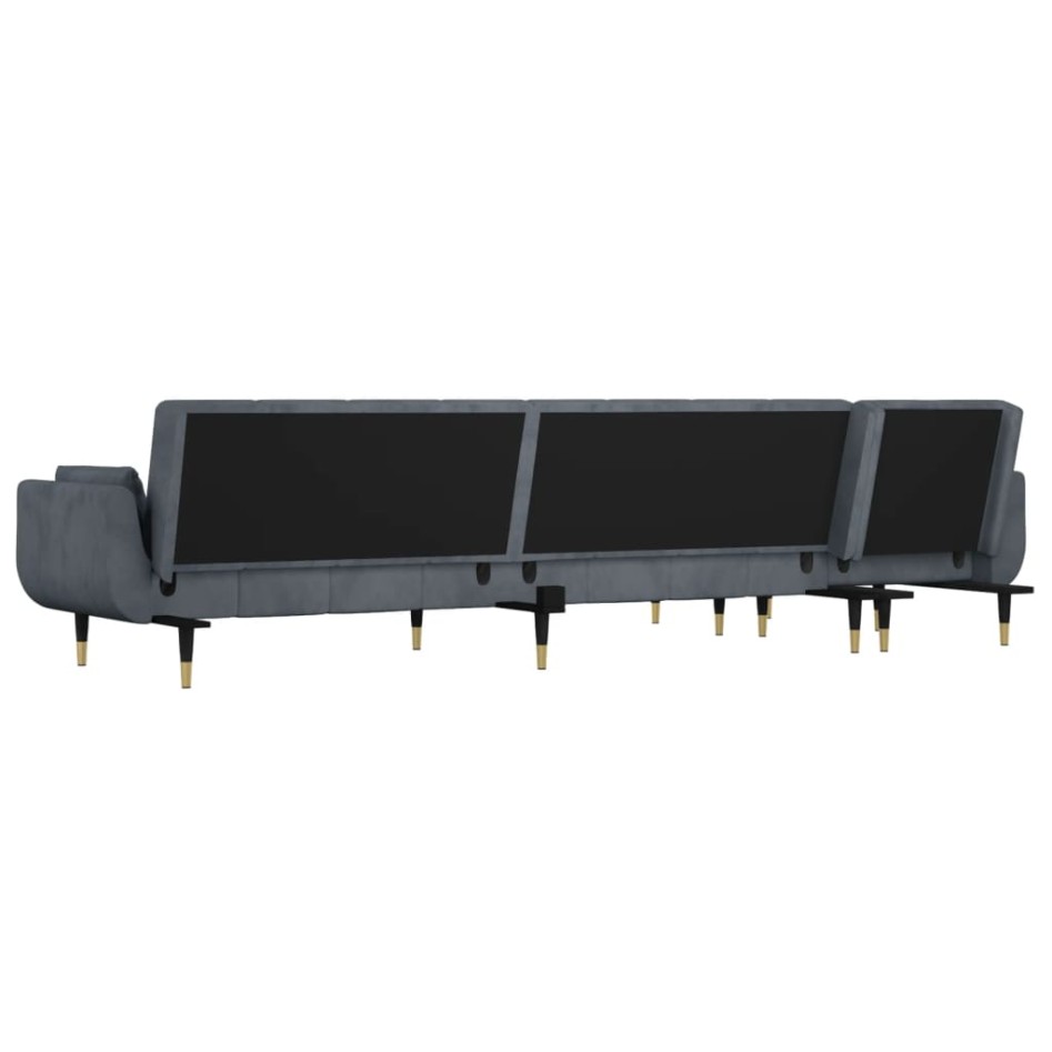 Sofá cama en forma de L terciopelo gris oscuro 275x140x70