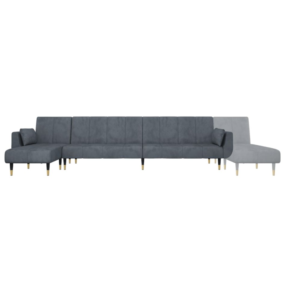 Sofá cama en forma de L terciopelo gris oscuro 275x140x70