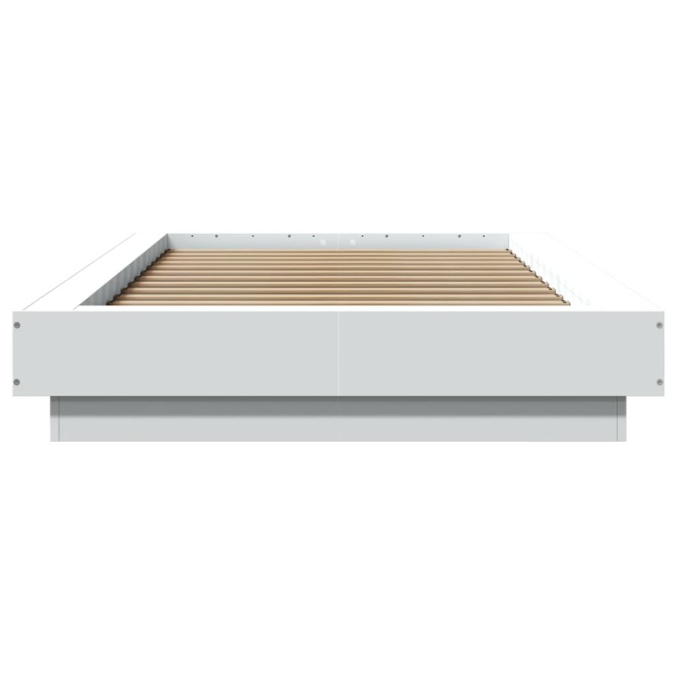 Estructura de cama con LED madera ingeniería blanco 100x200