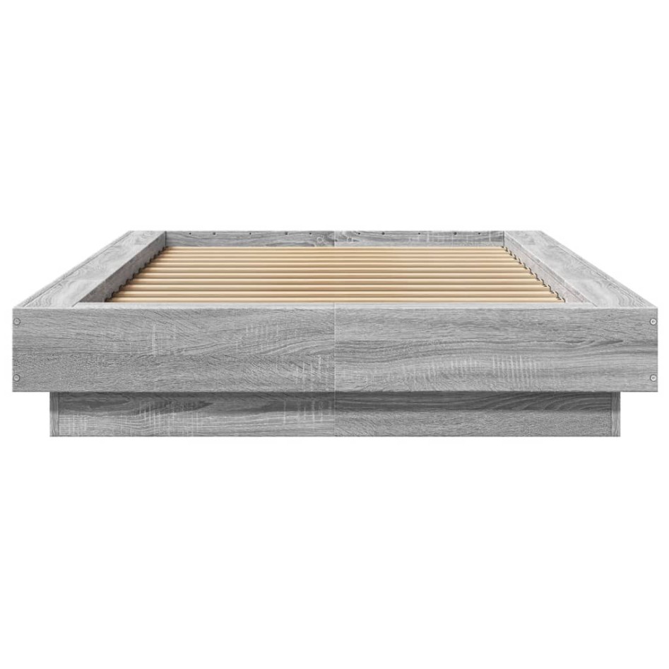Estructura cama con luces LED madera gris Sonoma 75x190