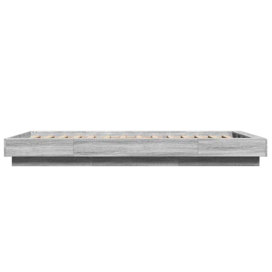 Estructura cama con luces LED madera gris Sonoma 75x190
