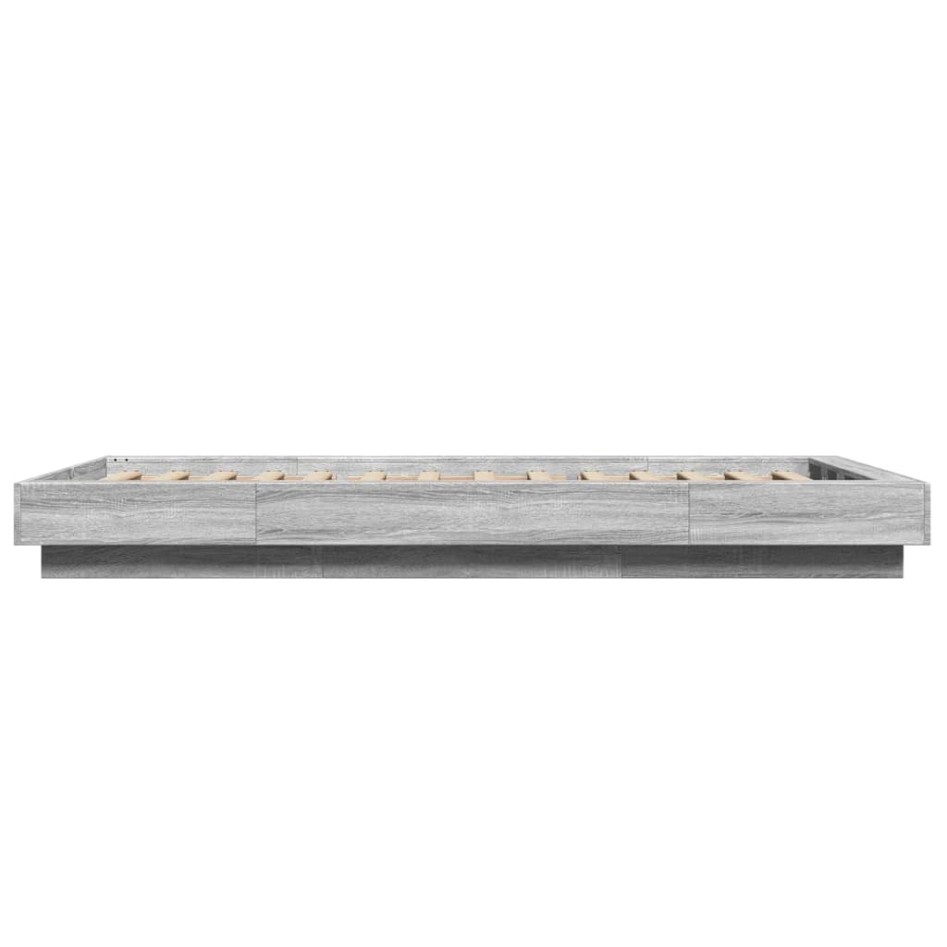 Estructura cama con luces LED madera gris Sonoma 90x190