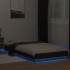 Estructura de cama con luces LED madera roble marrón 90x200