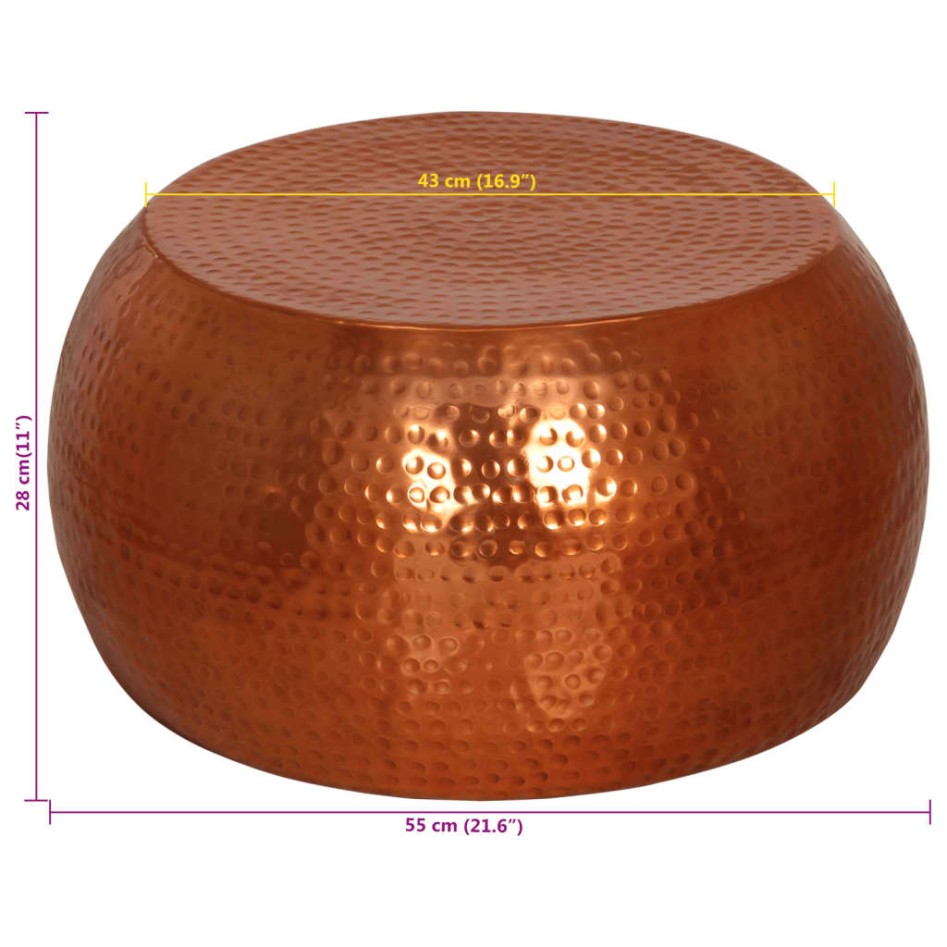 Mesa de centro de aluminio color latón Ø55x28