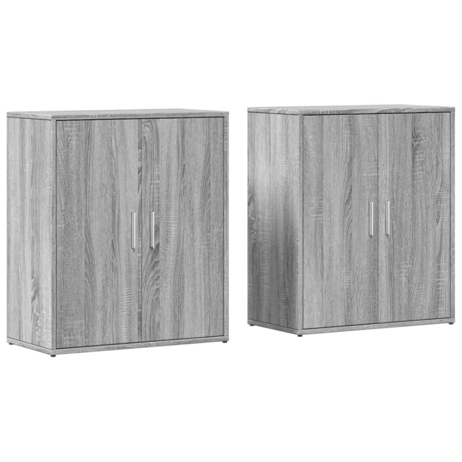 Aparador de madera de ingeniería 2 uds gris Sonoma 60x31x70