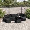Set de sofás de jardín 8 piezas y cojines ratán sintético negro