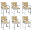 Cojines silla respaldo bajo 6 ud tela beige melange 100x50x7 cm