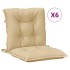 Cojines silla respaldo bajo 6 ud tela beige melange 100x50x7