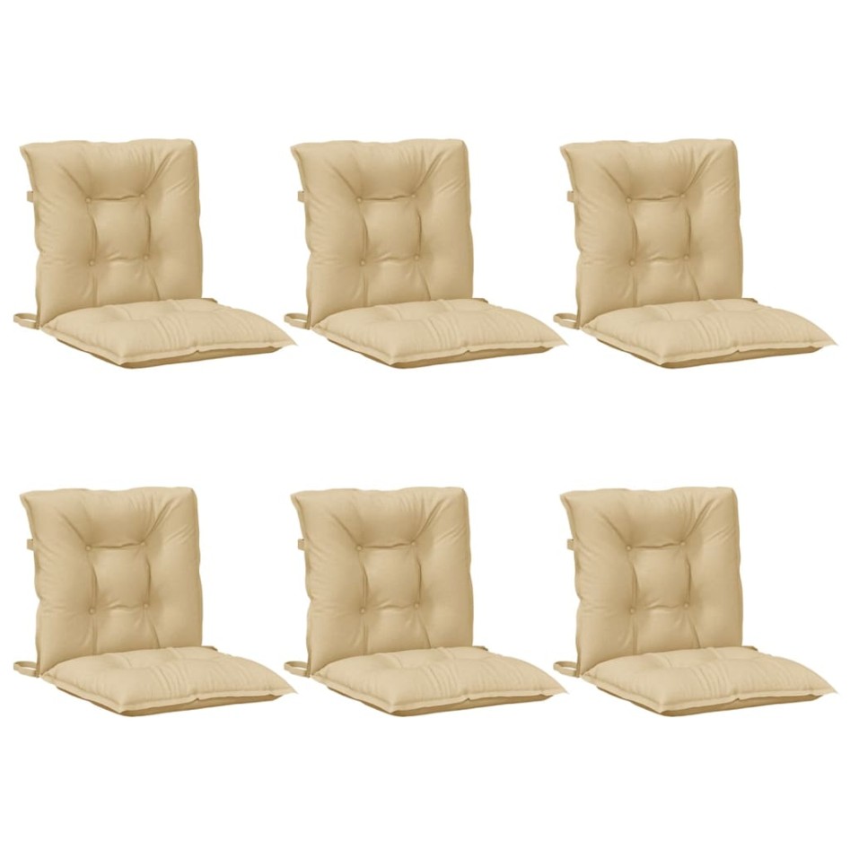 Cojines silla respaldo bajo 6 ud tela beige melange 100x50x7