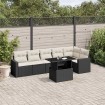 Set de sofás de jardín 7 pzas con cojines ratán sintético negro