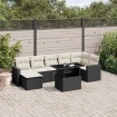 Set de sofás de jardín 8 piezas y cojines ratán sintético negro