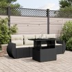 Set de muebles de jardín 5 pzas y cojines ratán sintético negro