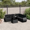 Set de sofás de jardín 7 pzas con cojines ratán sintético negro