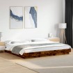 Estructura cama con luces LED madera roble ahumado 200x200 cm