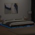 Estructura cama con luces LED madera roble ahumado 200x200