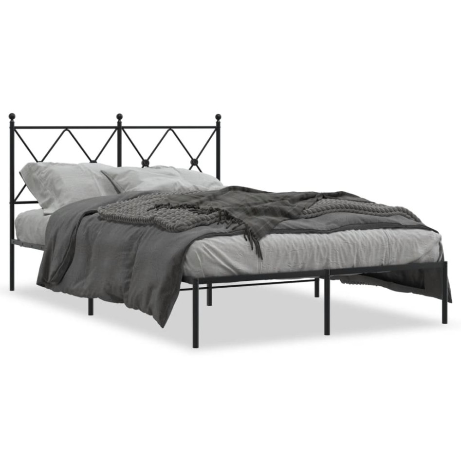 Estructura cama sin colchón con cabecero metal negro 120x190