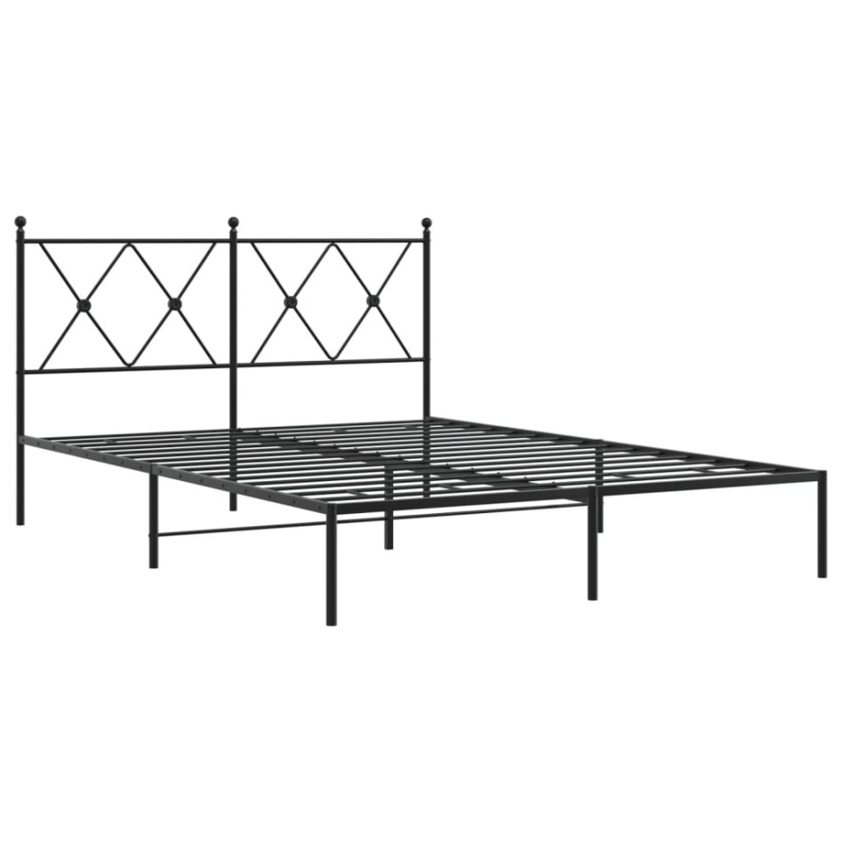 Estructura cama sin colchón con cabecero metal negro 140x200