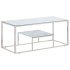 Mesa de centro plateada acero inoxidable y vidrio