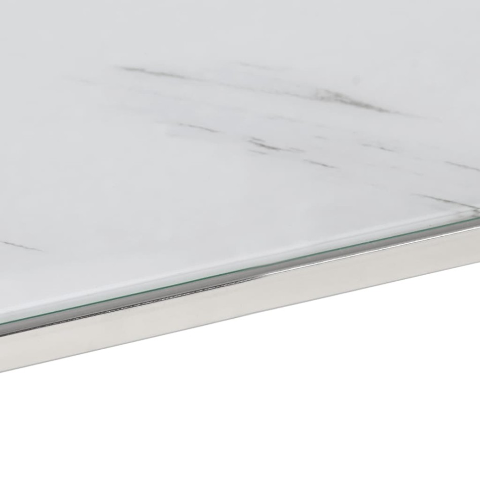 Mesa de centro plateada acero inoxidable y vidrio