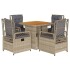 Set comedor de jardín 5 pzas con cojines ratán sintético
