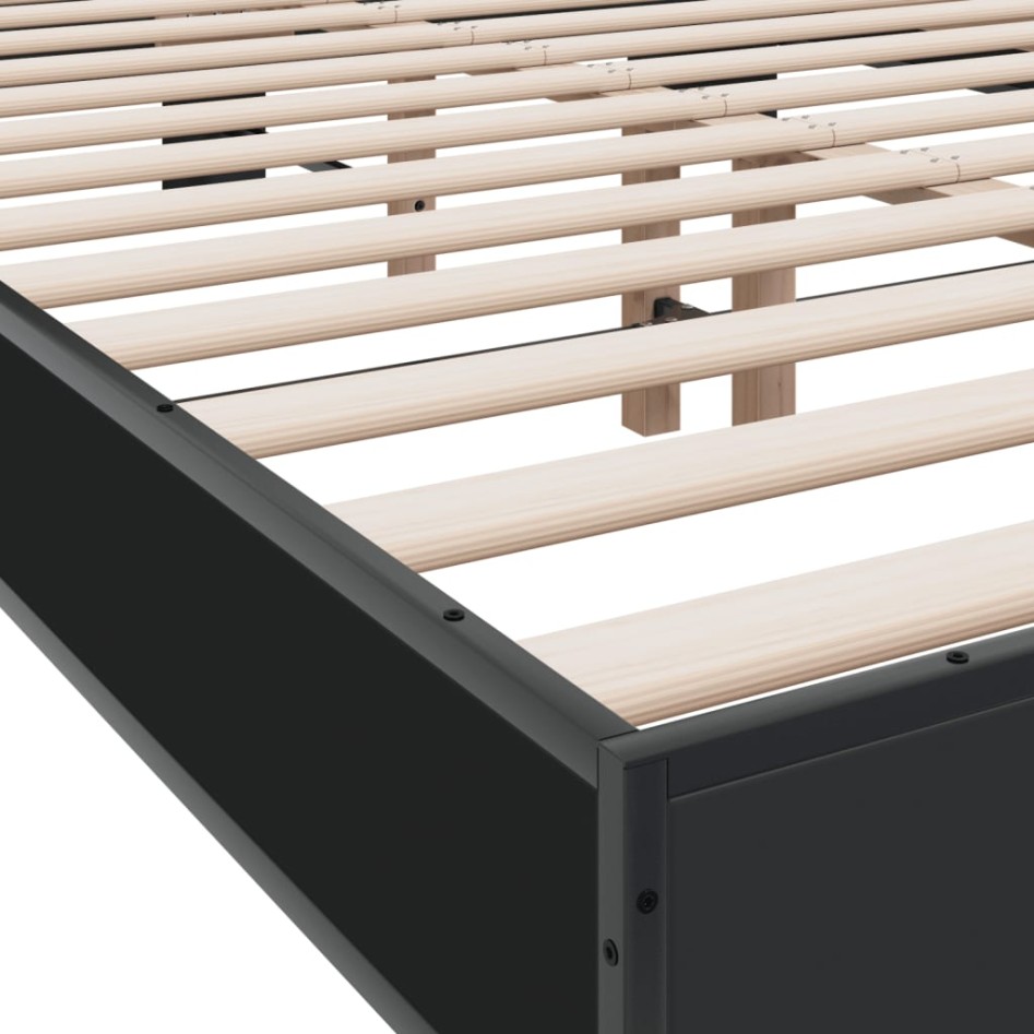 Estructura de cama madera de ingeniería y metal negro
