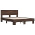 Estructura cama madera ingeniería metal marrón roble 140x200