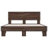 Estructura cama madera ingeniería metal marrón roble 140x200