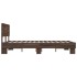 Estructura cama madera ingeniería metal marrón roble 140x200