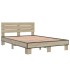 Estructura cama madera ingeniería metal roble Sonoma 140x190