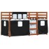 Litera con cortinas madera maciza pino blanco y negro 80x200
