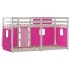 Litera con cortinas madera maciza de pino rosa 80x200