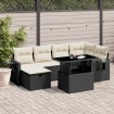 Set de sofás de jardín 7 pzas con cojines ratán sintético negro